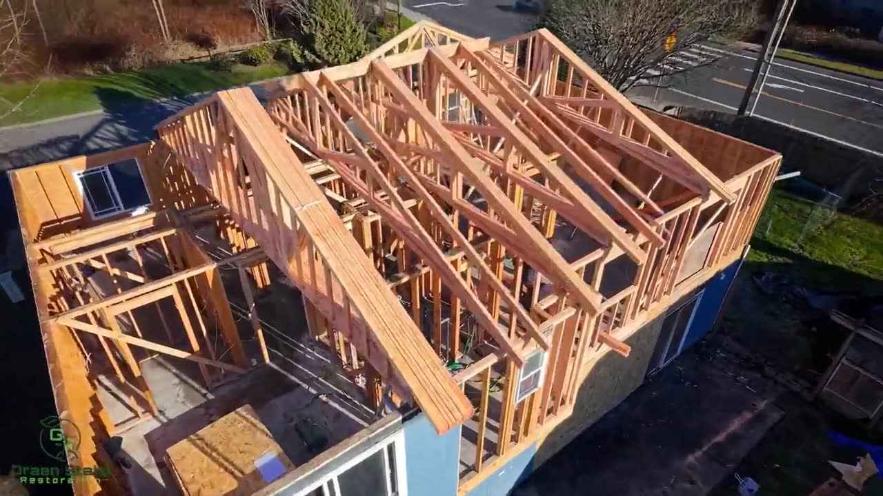 Wood framing during a property reconstruction project